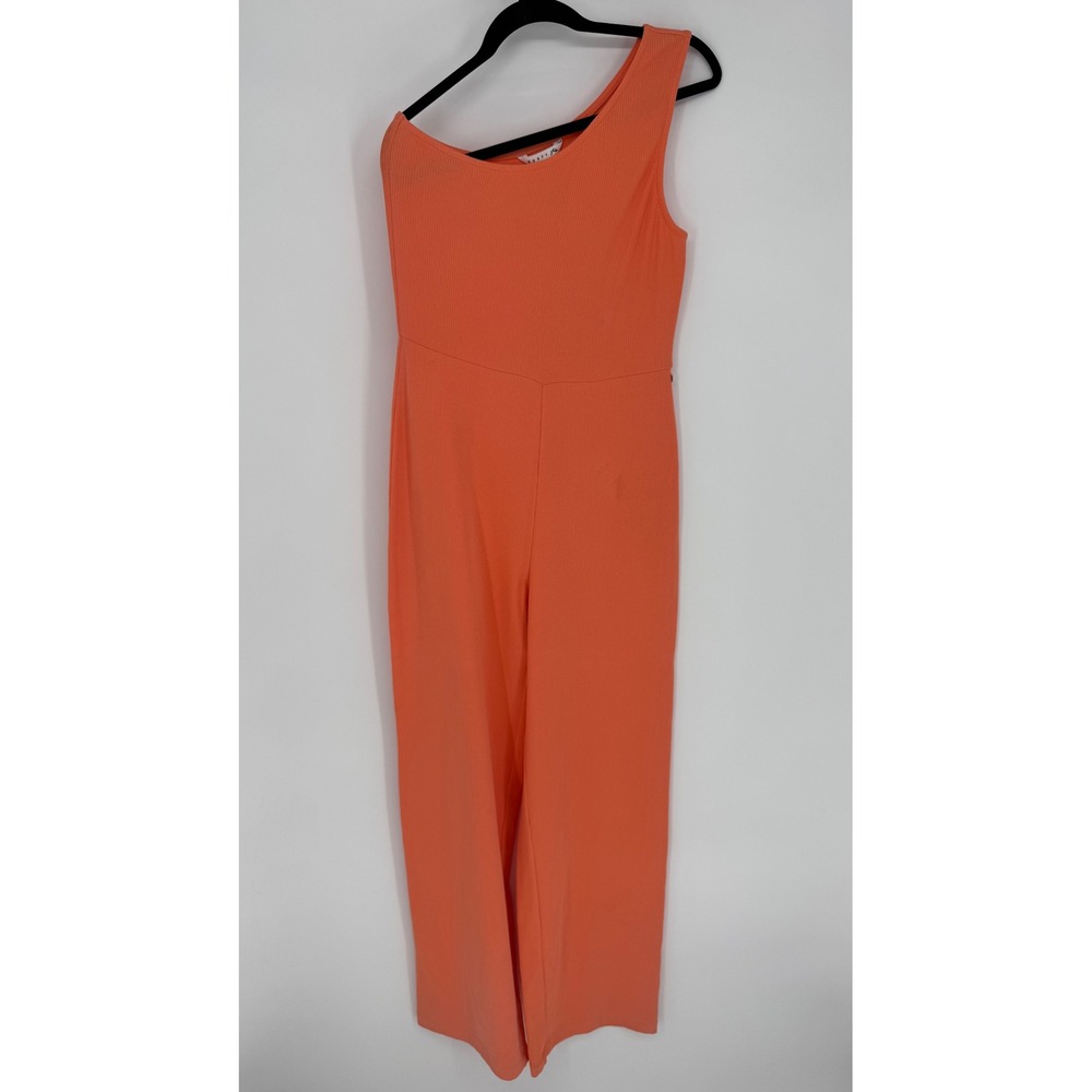 RUSTY VENICE ONE SHOULDER RIBBED JUMPSUIT IN APRICOT SZ LARGE NWT -- FLAW?‎